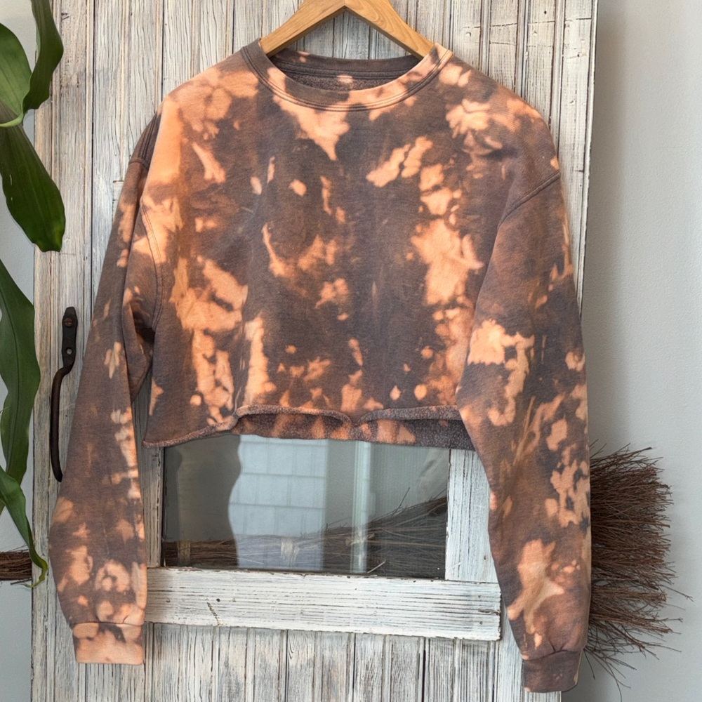 Fruit of the Loom Tie Dye Cropped Sweatshirt Size L - Picture 1 of 6